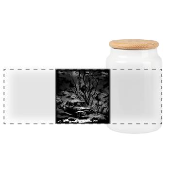 Dark Forest Vintage Car Illustration - Panoramic Cookie Jar with Wooden Lid - white - Front