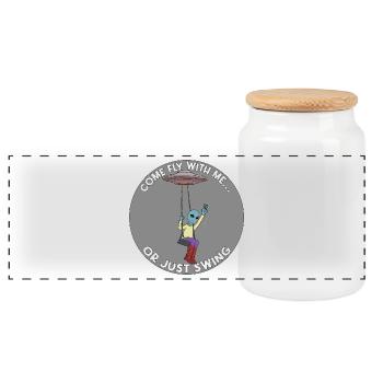 Venez voler avec moi ou balancez-vous simplement dans un OVNI extraterrestre - Boîte à biscuits avec couvercle en bois - blanc - Devant