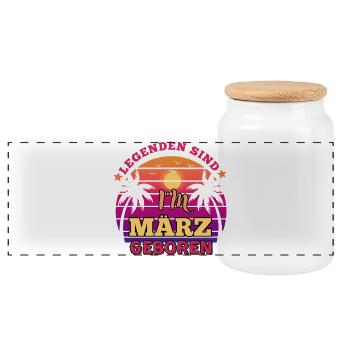 Les légendes sont nées en mars - anniversaire rétro - Boîte à biscuits avec couvercle en bois - blanc - Devant