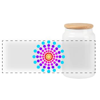 Mandala - Panorama Keksdose mit Holzdeckel - Weiß - Vorne