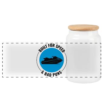 Conçu pour la vitesse et les mauvais jeux de mots Jet Ski - Boîte à biscuits avec couvercle en bois - blanc - Devant