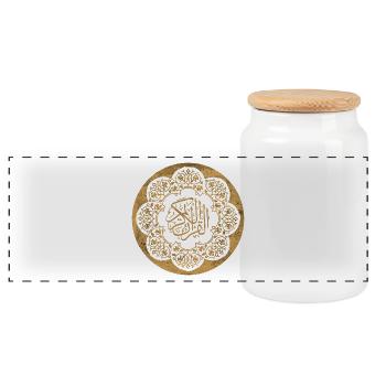 Islamisches Muster und Kalligrafie goldener Kreis - Panorama Keksdose mit Holzdeckel - Weiß - Vorne