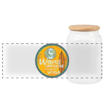 Surf Waves Offshore Design - Panoramic Cookie Jar with Wooden Lid - white - Front