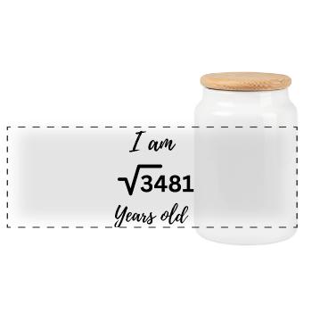 √3481 – 59 years old and not a bit boring - Panoramic Cookie Jar with Wooden Lid - white - Front