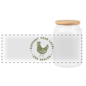 Soutenez votre marchand d’œufs local amateur de poulet amusant - Boîte à biscuits avec couvercle en bois - blanc - Devant