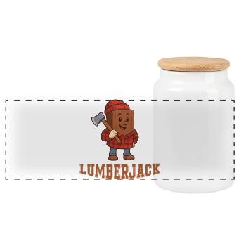 Illustration de dessin animé de bûcheron - Boîte à biscuits avec couvercle en bois - blanc - Devant