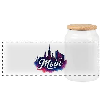 Hamburg Mystical Skyline Galaxy Effect - Panoramic Cookie Jar with Wooden Lid - white - Front