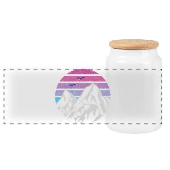 Montagnes Rétro Soleil - Boîte à biscuits avec couvercle en bois - blanc - Devant