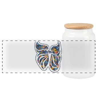 Embrasser les oiseaux VVA1 - Boîte à biscuits avec couvercle en bois - blanc - Devant