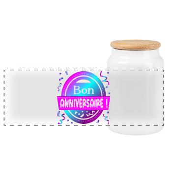 Alles Gute zum Geburtstag - Konfetti - Panorama Keksdose mit Holzdeckel - Weiß - Vorne