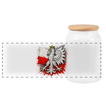 Pologne Polska aigle drapeau drapeau abstrait cadeau - Boîte à biscuits avec couvercle en bois - blanc - Devant
