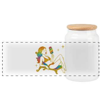 Glitzernde Einhorn-Fantasie mit Regenbogen - Panorama Keksdose mit Holzdeckel - Weiß - Vorne