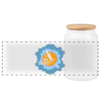 Lézard avec motif insulaire et motif de texte - Boîte à biscuits avec couvercle en bois - blanc - Devant