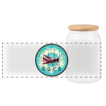 Jungle Grasses and Crickets Illustration - Panoramic Cookie Jar with Wooden Lid - white - Front