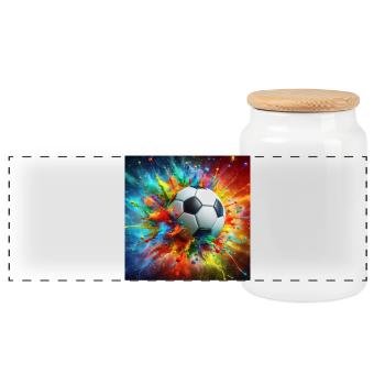 Soccer Art Splash Lebendiges Design - Panorama Keksdose mit Holzdeckel - Weiß - Vorne