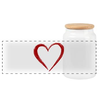 Cute Hand Drawn Red Heart - Panoramic Cookie Jar with Wooden Lid - white - Front