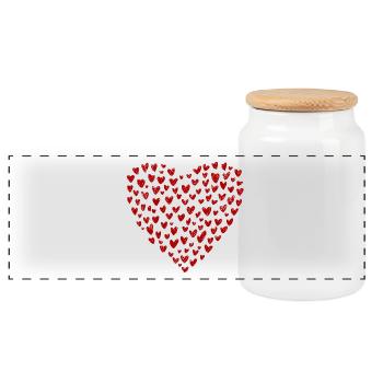 Heart Collection: Love in Red - Panoramic Cookie Jar with Wooden Lid - white - Front