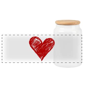 Croquis de cœur à l'encre rouge - Boîte à biscuits avec couvercle en bois - blanc - Devant