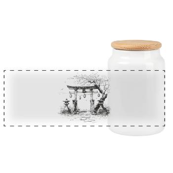 Asia_Garden - Panorama Keksdose mit Holzdeckel - Weiß - Vorne