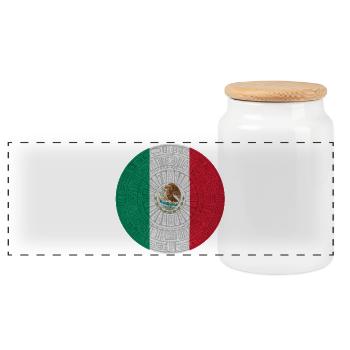 Mexikanische Flagge im Tramp-Stil - Panorama Keksdose mit Holzdeckel - Weiß - Vorne