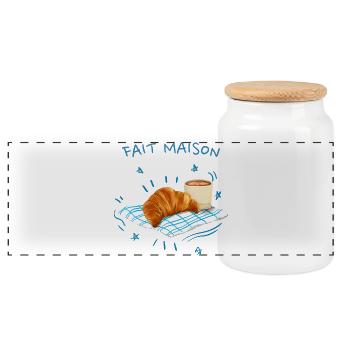 Homemade Croissant - Panoramic Cookie Jar with Wooden Lid - white - Front