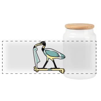 THOTH Egyptian Symbol - Panoramic Cookie Jar with Wooden Lid - white - Front