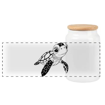 Tortue - Boîte à biscuits avec couvercle en bois - blanc - Devant