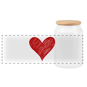Dessin de coeur à l'encre rouge - Boîte à biscuits avec couvercle en bois - blanc - Devant