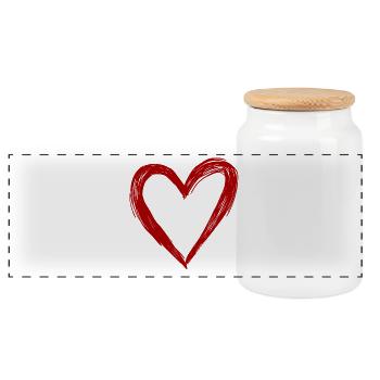 Cute Hand Drawn Red Heart - Panoramic Cookie Jar with Wooden Lid - white - Front