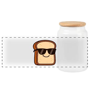 Cool bread with sunglasses - Panoramic Cookie Jar with Wooden Lid - white - Front