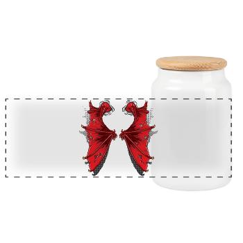 Dragon wings - Panoramic Cookie Jar with Wooden Lid - white - Front