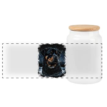 Chien Rottweiler - Boîte à biscuits avec couvercle en bois - blanc - Devant