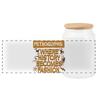Pétroglyphes Pétroglyphes Pictogrammes - Boîte à biscuits avec couvercle en bois - blanc - Devant