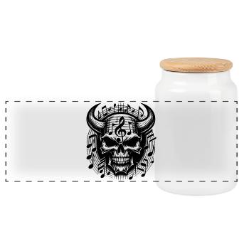 Crâne et notes pour toujours Musique jusqu’à la mort - Boîte à biscuits avec couvercle en bois - blanc - Devant