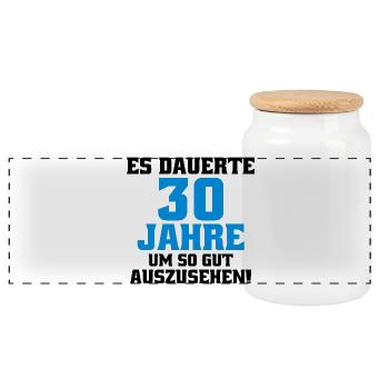 30 ans à dire l’anniversaire des hommes drôles - Boîte à biscuits avec couvercle en bois - blanc - Devant