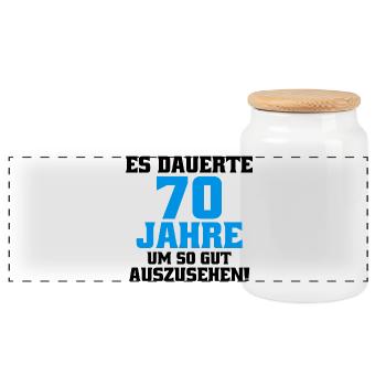 70 ans à dire l’anniversaire des hommes drôles - Boîte à biscuits avec couvercle en bois - blanc - Devant