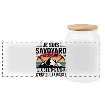 Montagne et Pic de Cime, Surnom d'Ascension - Boîte à biscuits avec couvercle en bois - blanc - Devant