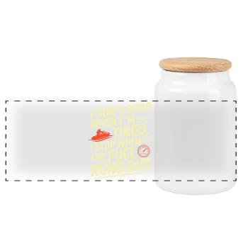 Funny Jetski Fuel Runs Out  - Panoramic Cookie Jar with Wooden Lid - white - Front