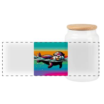 Otter - Panorama Keksdose mit Holzdeckel - Weiß - Vorne