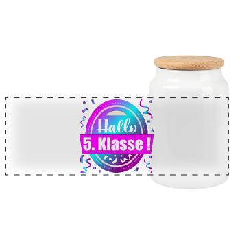 START OF SCHOOL FIFTH GRADERS 5th grade - Panoramic Cookie Jar with Wooden Lid - white - Front