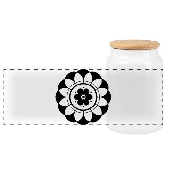 Kornkreis Blume Mandala - Panorama Keksdose mit Holzdeckel - Weiß - Vorne
