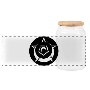 Mystical Pentagram Crop Circle - Panoramic Cookie Jar with Wooden Lid - white - Front