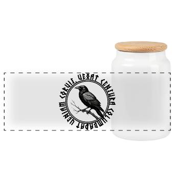 Mystic Raven - Panoramic Cookie Jar with Wooden Lid - white - Front