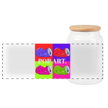 Pop Art Cola Dosen Design - Panoramic Cookie Jar with Wooden Lid - white - Front