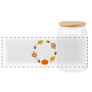 Autumn Forest Circle Design - Panoramic Cookie Jar with Wooden Lid - white - Front