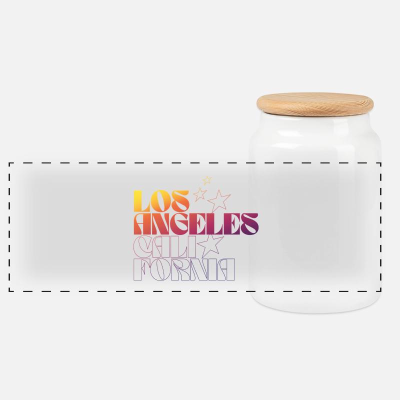 Lebendiges Stadtbild von Los Angeles - Panorama Keksdose mit Holzdeckel - Weiß