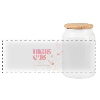 Hibiskus Blumen Linie Art Design - Panorama Keksdose mit Holzdeckel - Weiß - Vorne