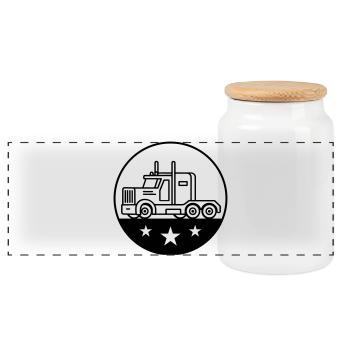 Logo du chauffeur de camion camionneur - Boîte à biscuits avec couvercle en bois - blanc - Devant