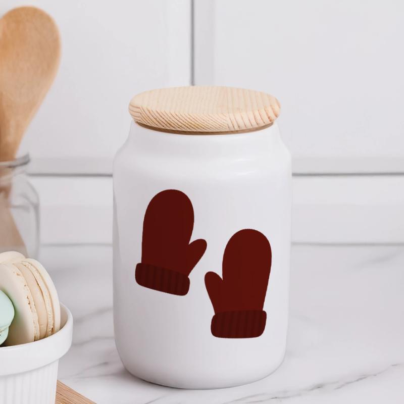 Illustration de mitaines d’hiver confortables Boîte à biscuits avec couvercle en bois