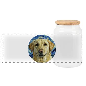 Glücklicher Hund in Van Gogh ruhig - Panorama Keksdose mit Holzdeckel - Weiß - Vorne